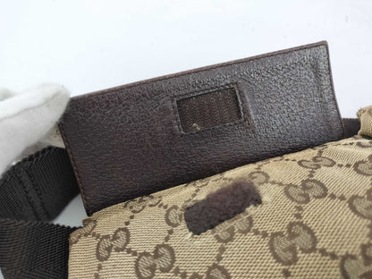 GUCCI GG Canvas Canvas x Leather Waist Pouch 28566 Waist Bag