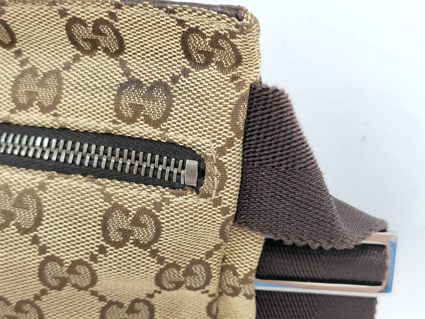 GUCCI GG Canvas Canvas x Leather Waist Pouch 28566 Waist Bag