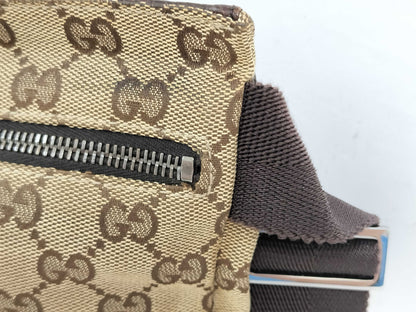 GUCCI GG Canvas Canvas x Leather Waist Pouch 28566 Waist Bag