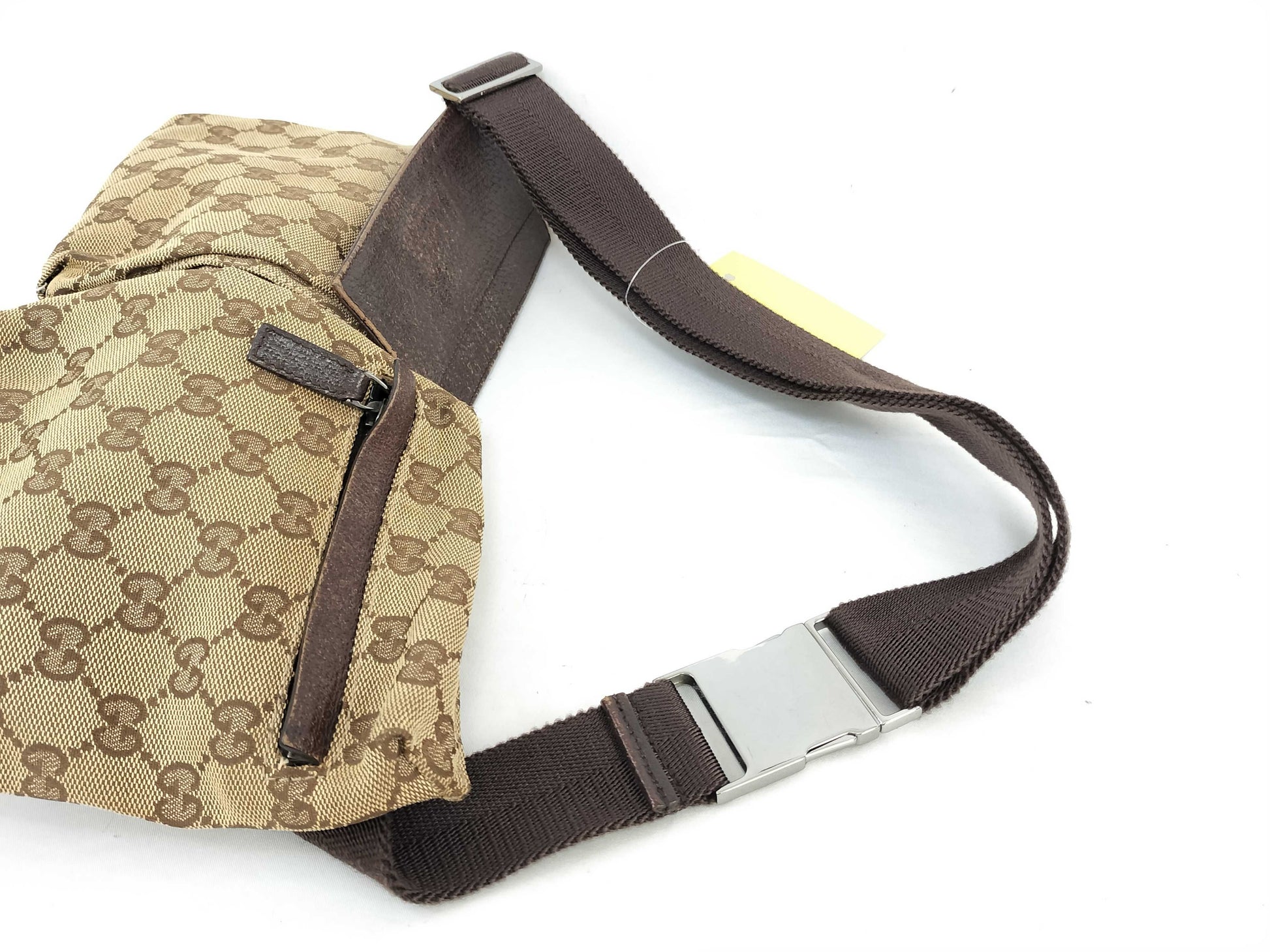 GUCCI GG Canvas Canvas x Leather Waist Pouch 28566 Waist Bag