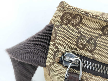 GUCCI GG Canvas Canvas x Leather Waist Pouch 28566 Waist Bag