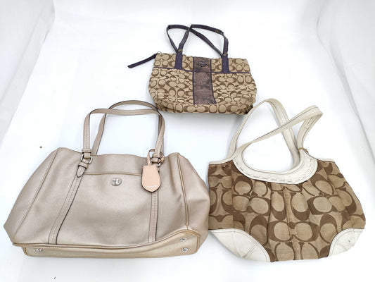 COACH Signature/Leather Tote 3-Piece Tote Bag