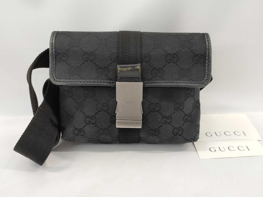 GUCCI GG Canvas Waist Bag 131236 200047 Black Shoulder Bag