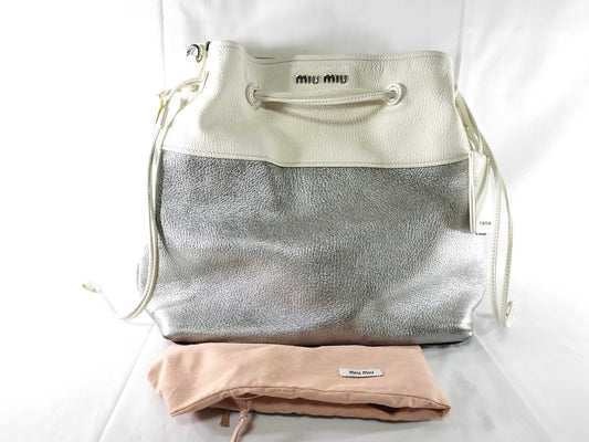Miu Miu Madras/Silver & White/Strap Included Shoulder Bag