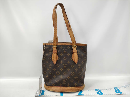 LOUIS VUITTON Monogram Petit Bucket Tote Bag with Pouch