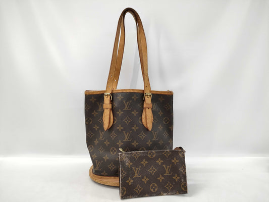 LOUIS VUITTON Monogram Petit Bucket Tote Bag with Pouch