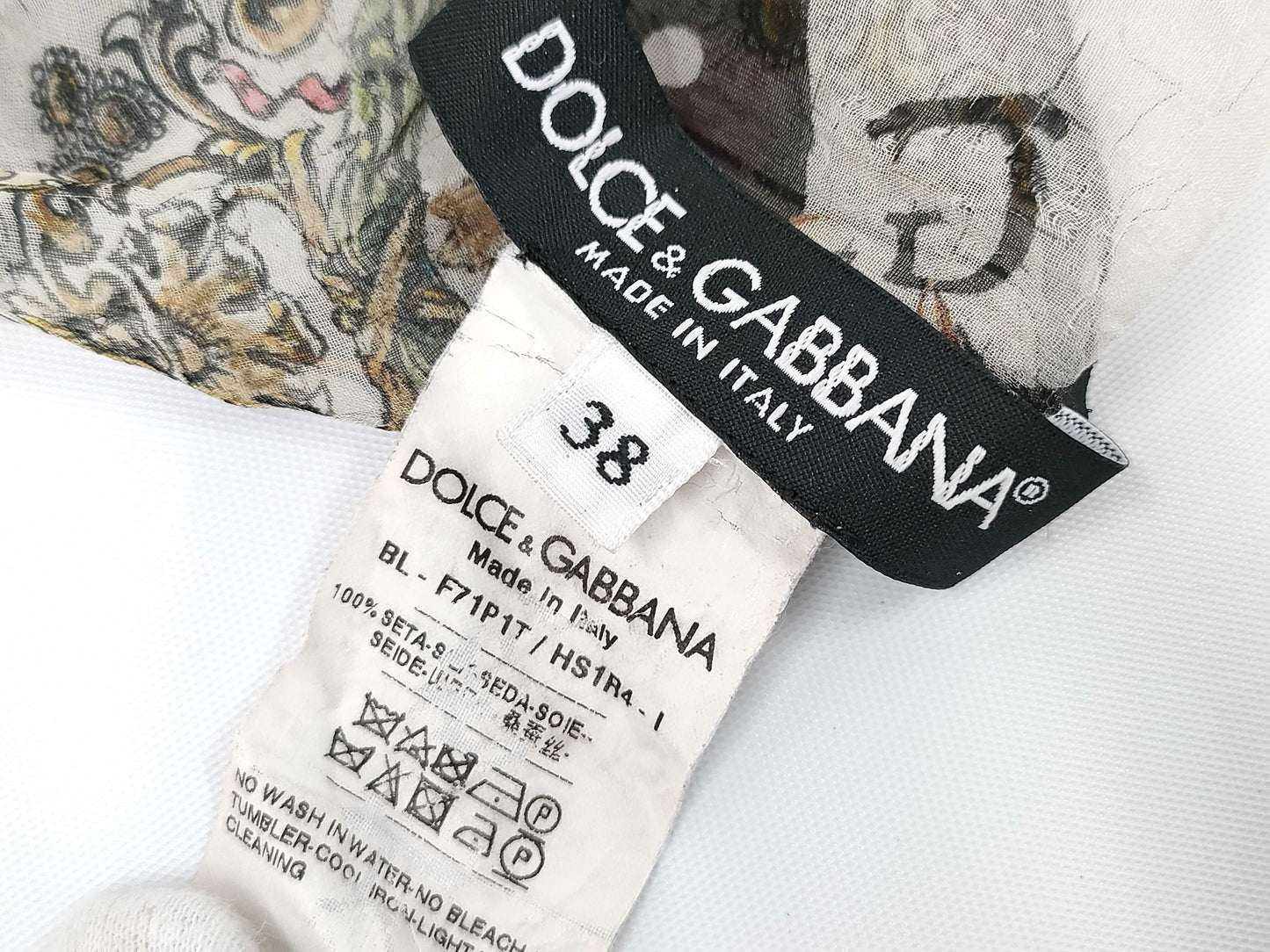 DOLCE&GABBANA Trump Print Sheer Chiffon Blouse Shirt