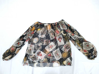 DOLCE&GABBANA Trump Print Sheer Chiffon Blouse Shirt