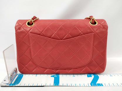 CHANEL 5242324 Lambskin Matelasse 23 Red GD Hardware Double Flap Shoulder Bag