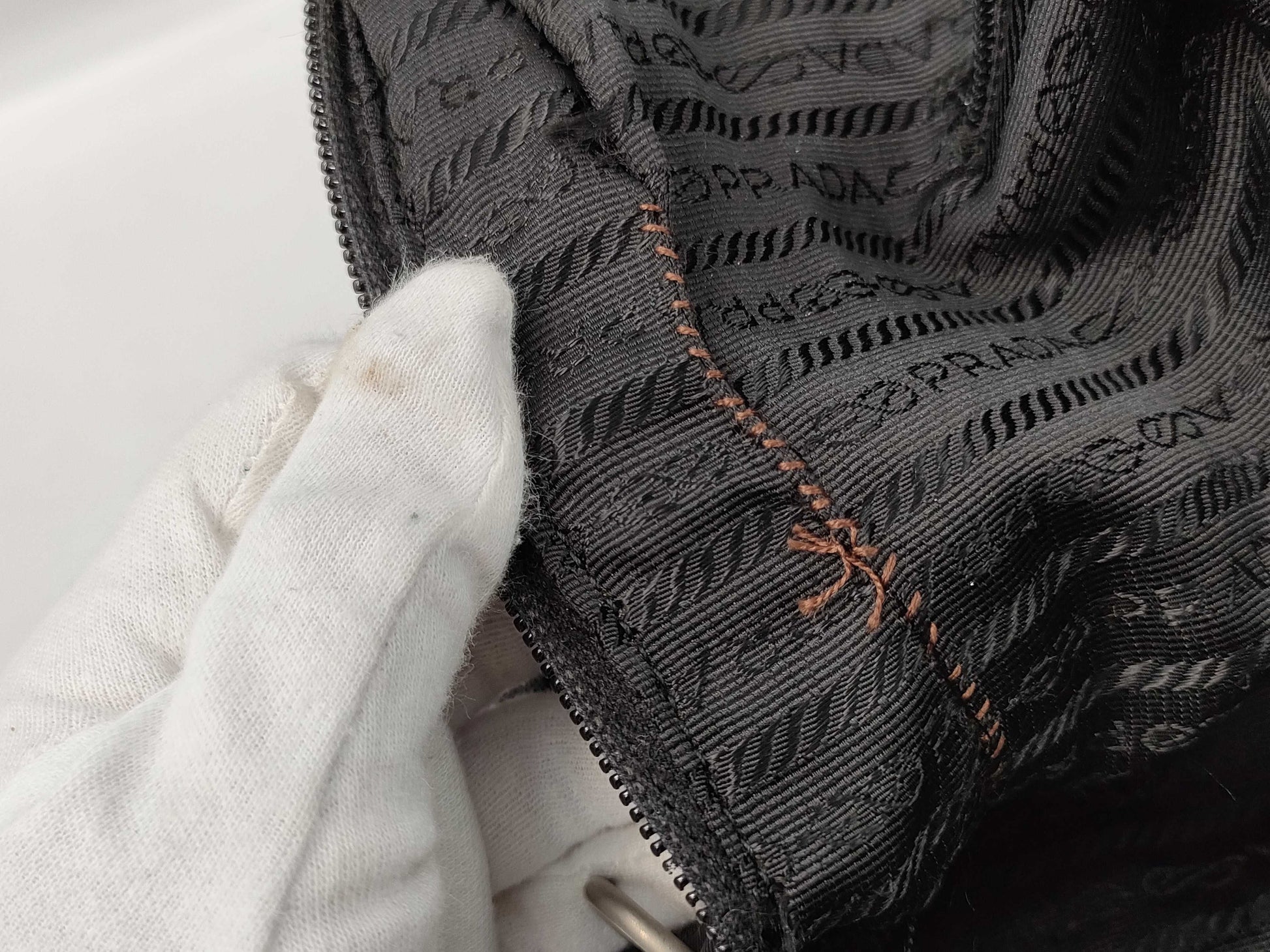 PRADA nylon tote bag with repair marks