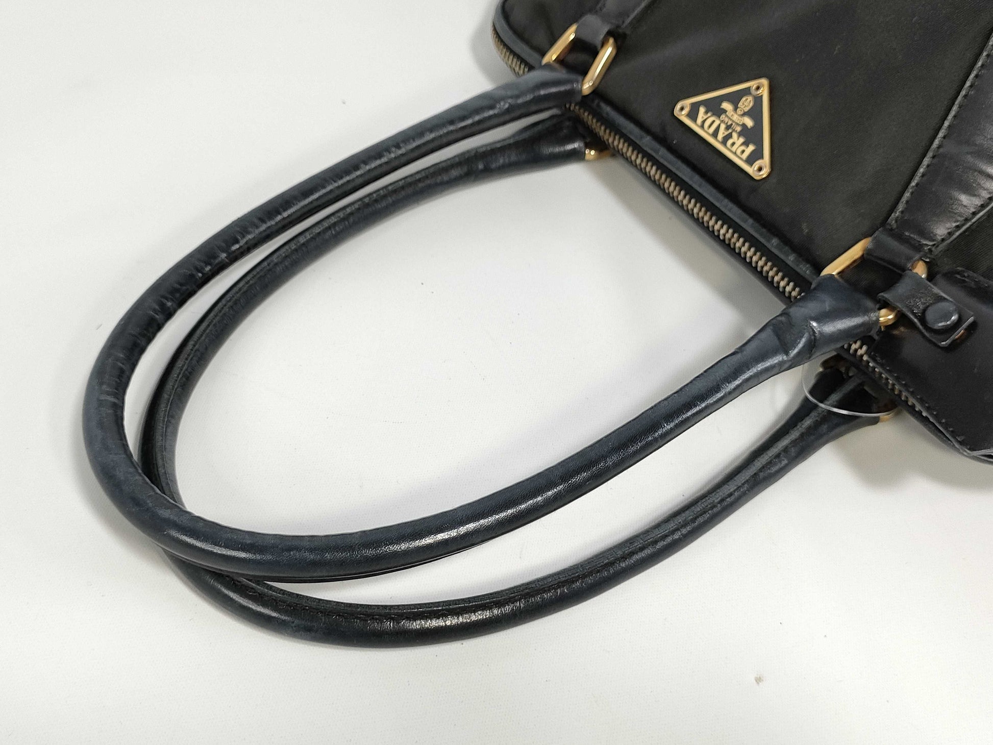 PRADA Nylon Triangle Logo Handbag