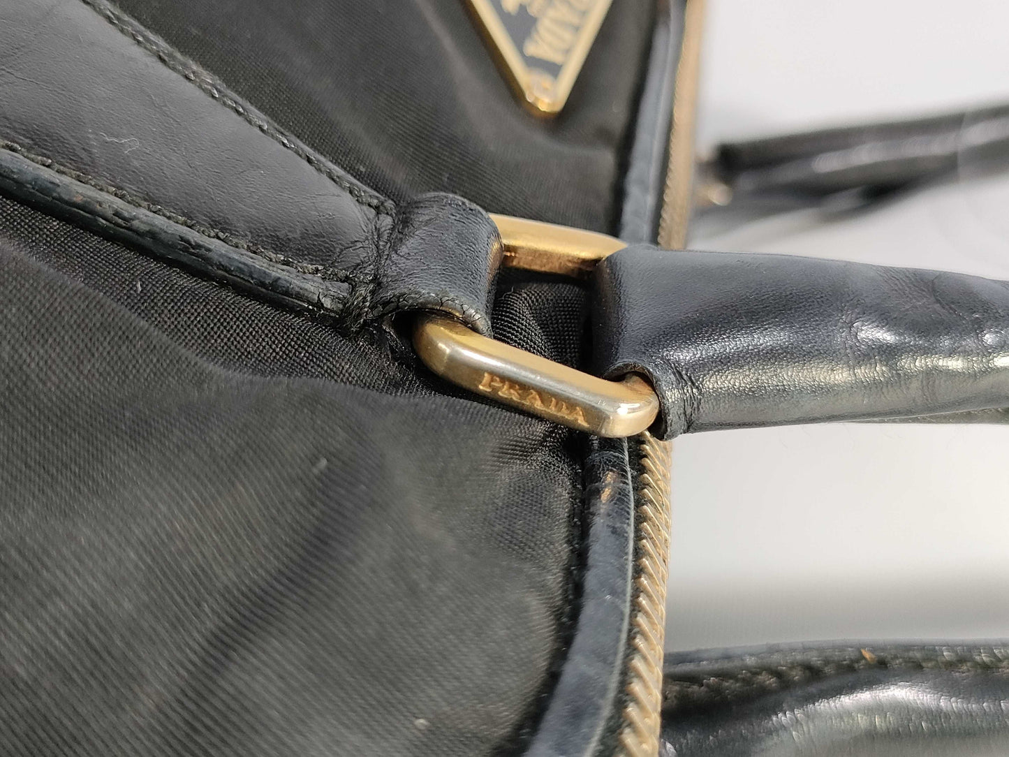 PRADA Nylon Triangle Logo Handbag