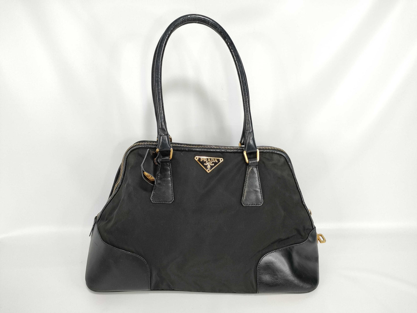 PRADA Nylon Triangle Logo Handbag