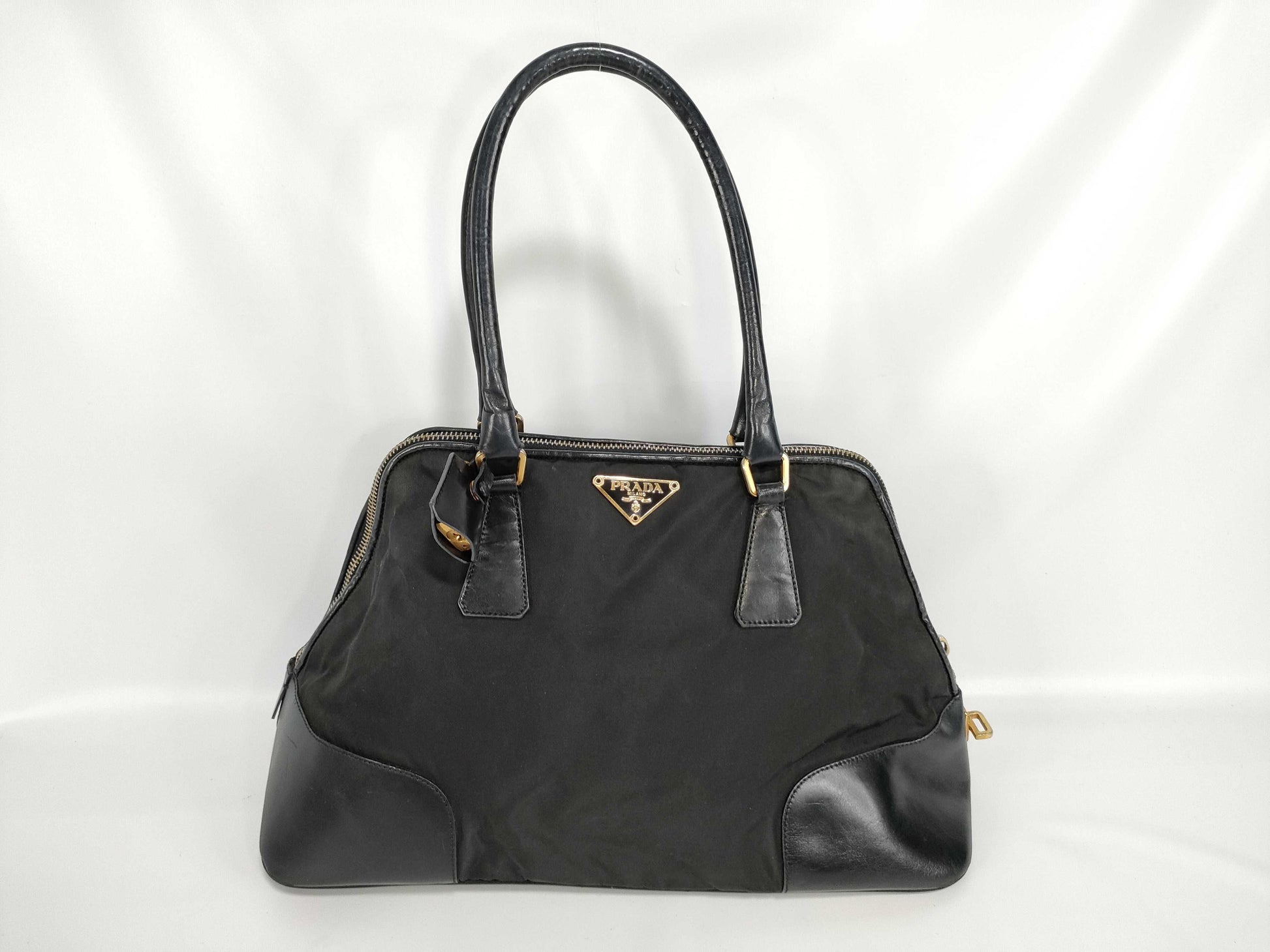 PRADA Nylon Triangle Logo Handbag
