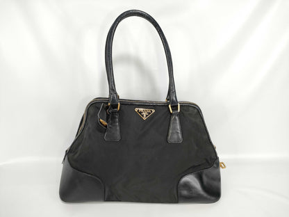 PRADA Nylon Triangle Logo Handbag