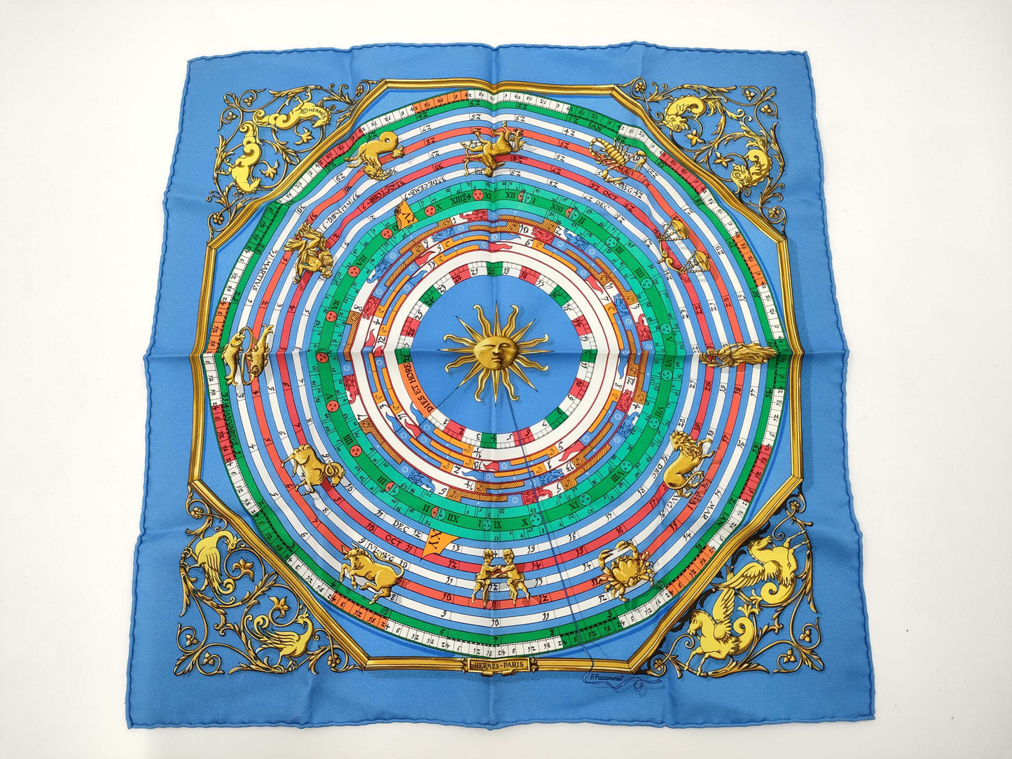 HERMES Carre Petit Carre Faconnet Scarf Blue Scarf