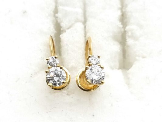 D 0.37ct/0.38ct K18 2.3g Earrings 