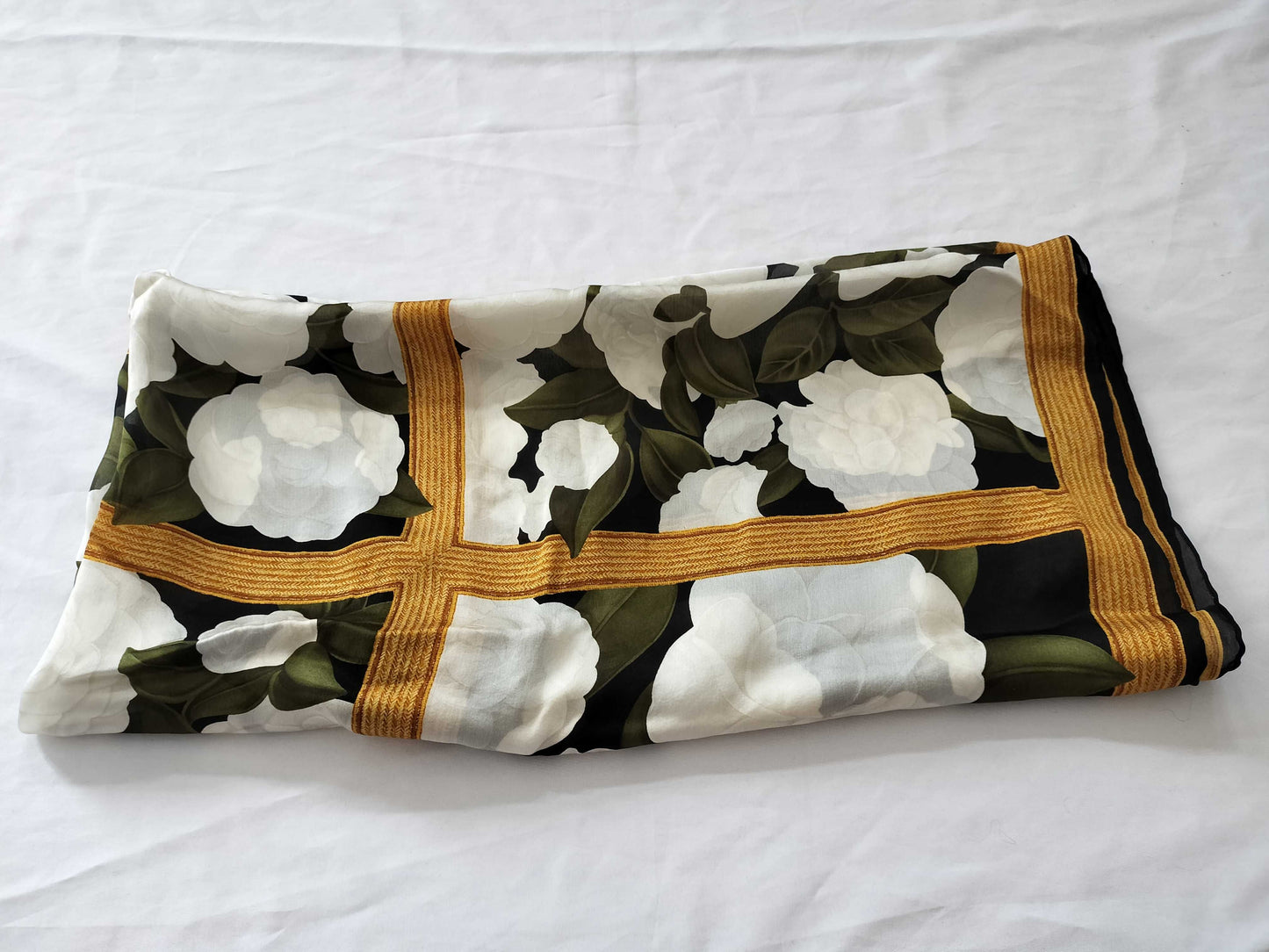 CHANEL Vintage Camelia Scarf
