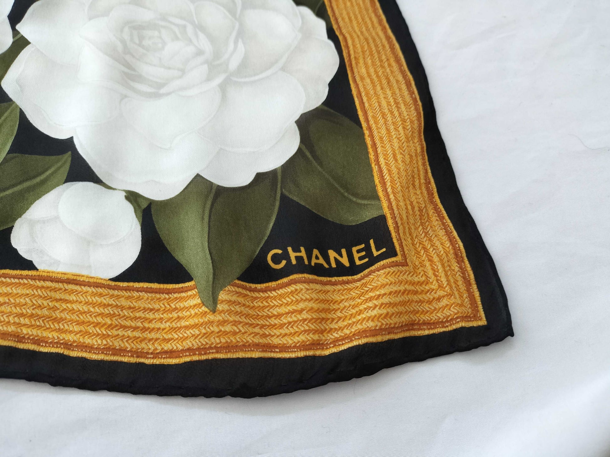 CHANEL Vintage Camelia Scarf