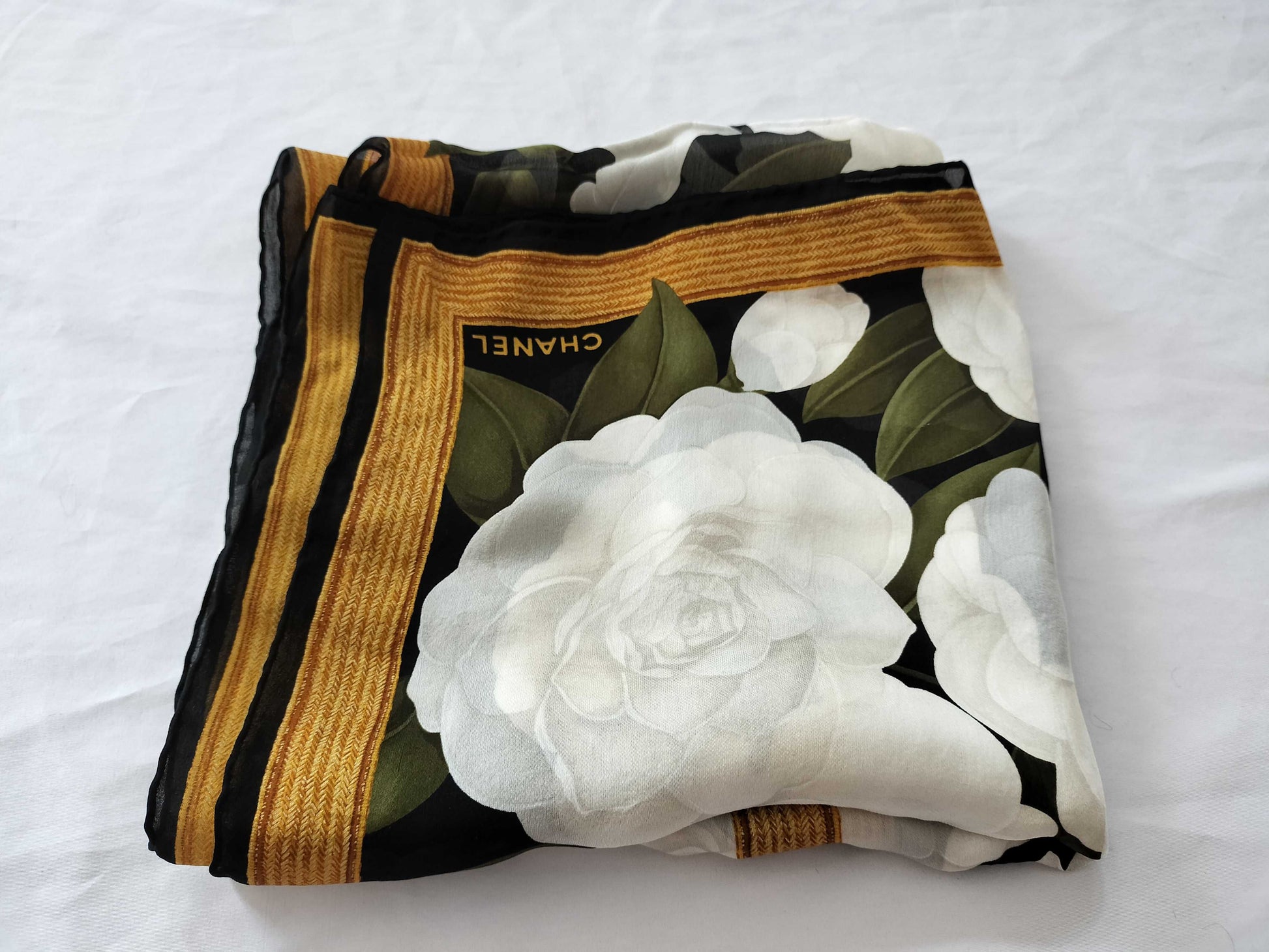 CHANEL Vintage Camelia Scarf