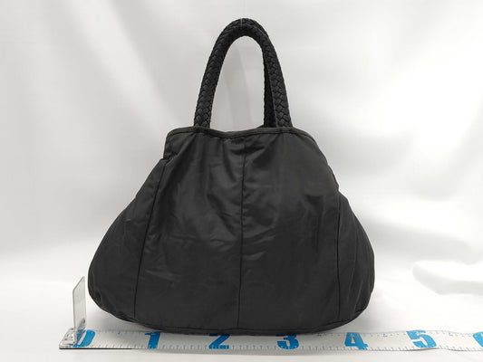 PRADA Nylon Triangle Logo Woven Hand Tote Bag