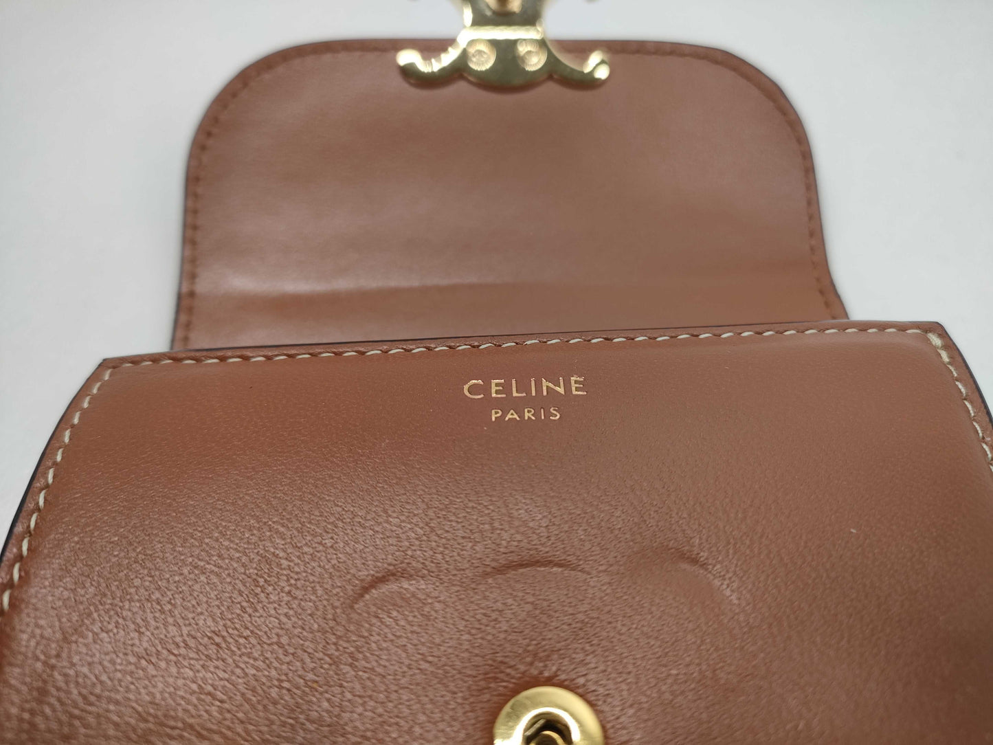 CELINE Triomphe Small Tri-fold Wallet in Leather