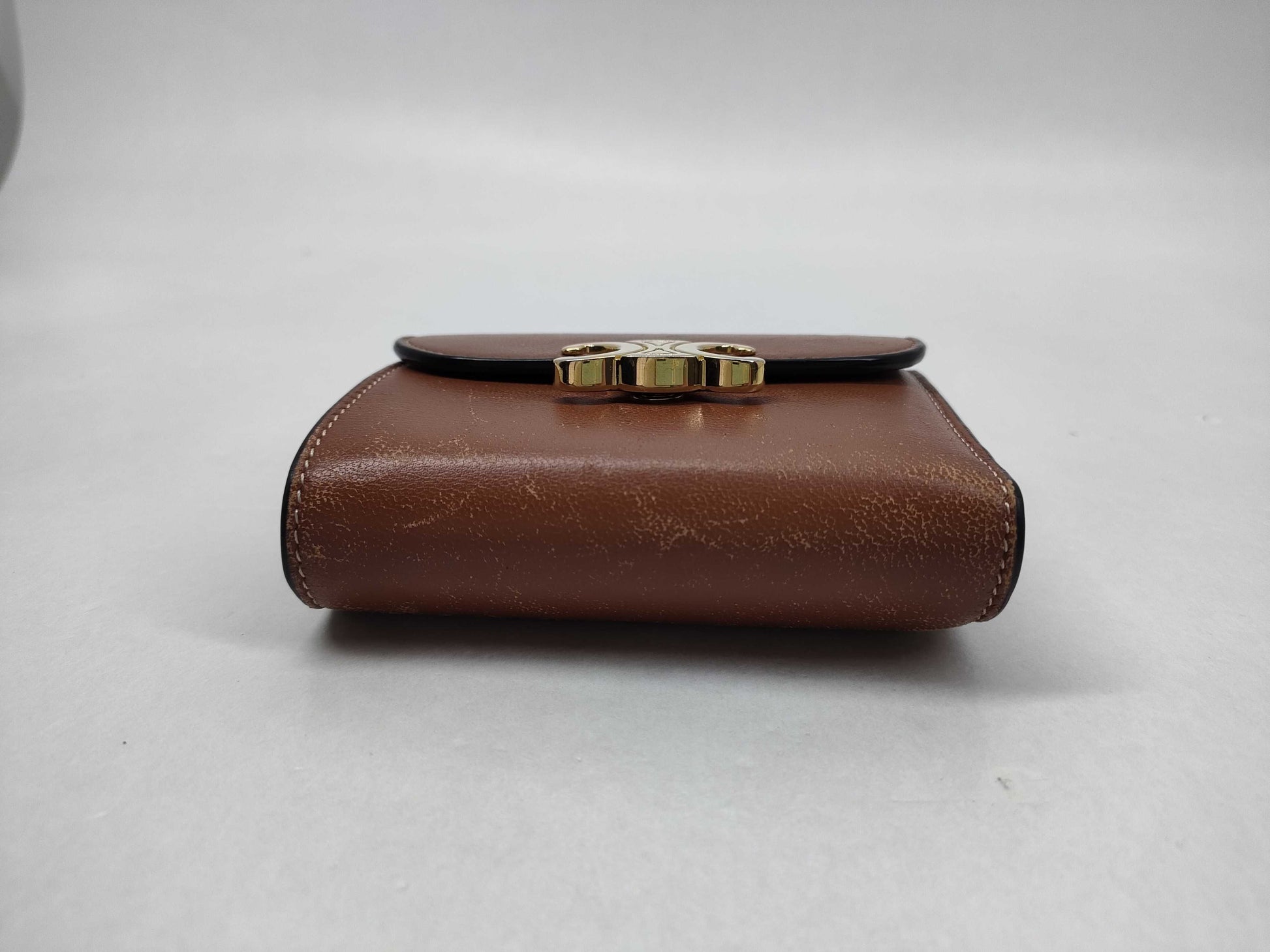 CELINE Triomphe Small Tri-fold Wallet in Leather