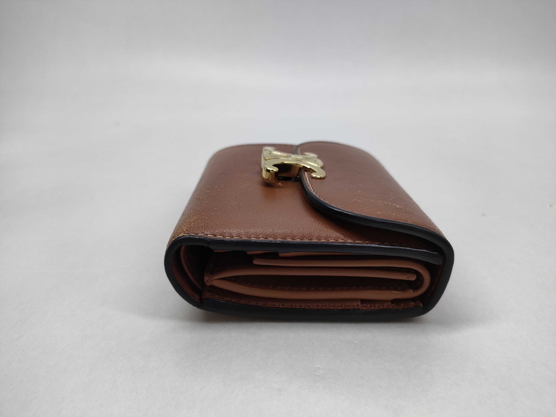 CELINE Triomphe Small Tri-fold Wallet in Leather