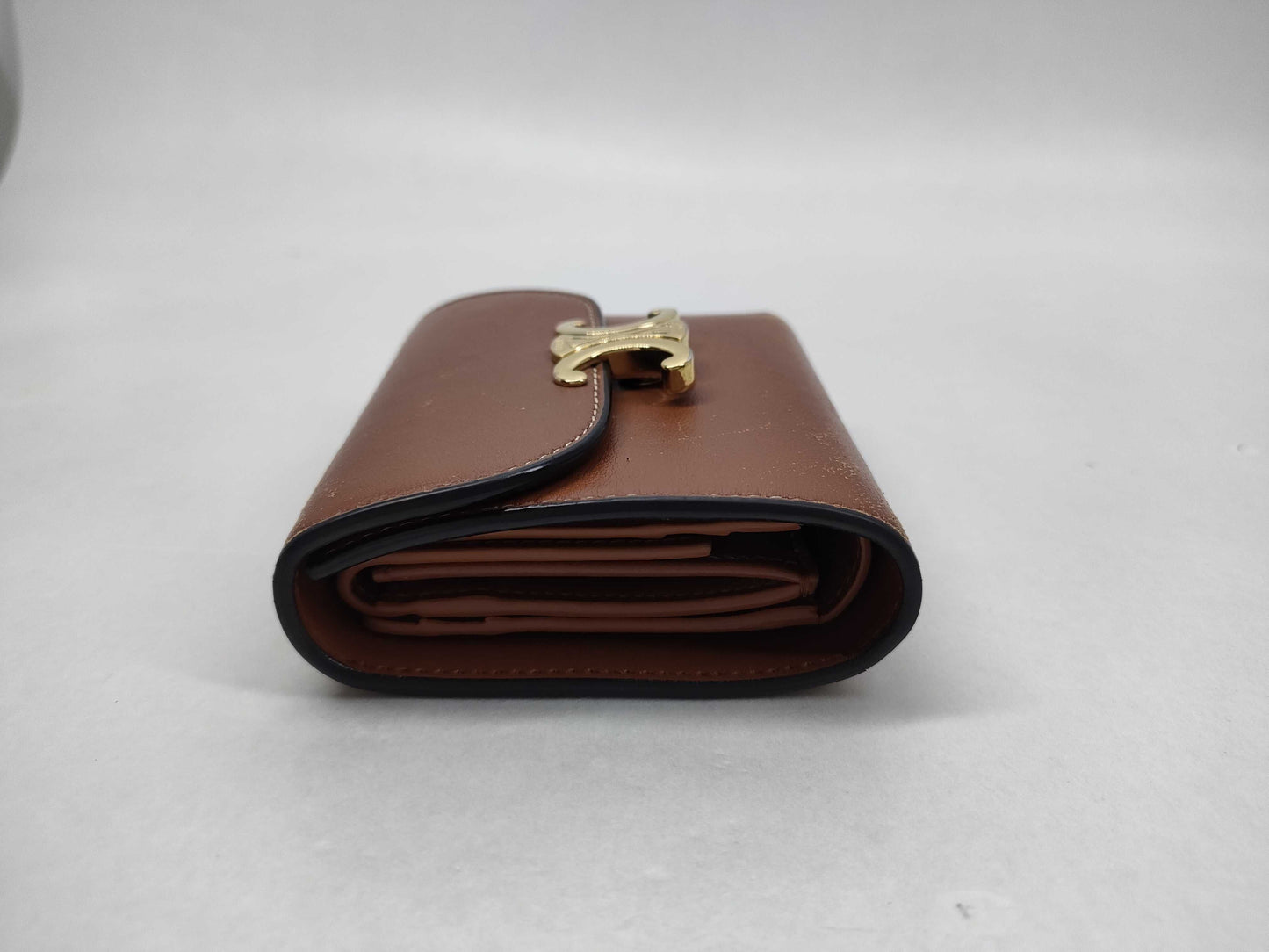 CELINE Triomphe Small Tri-fold Wallet in Leather
