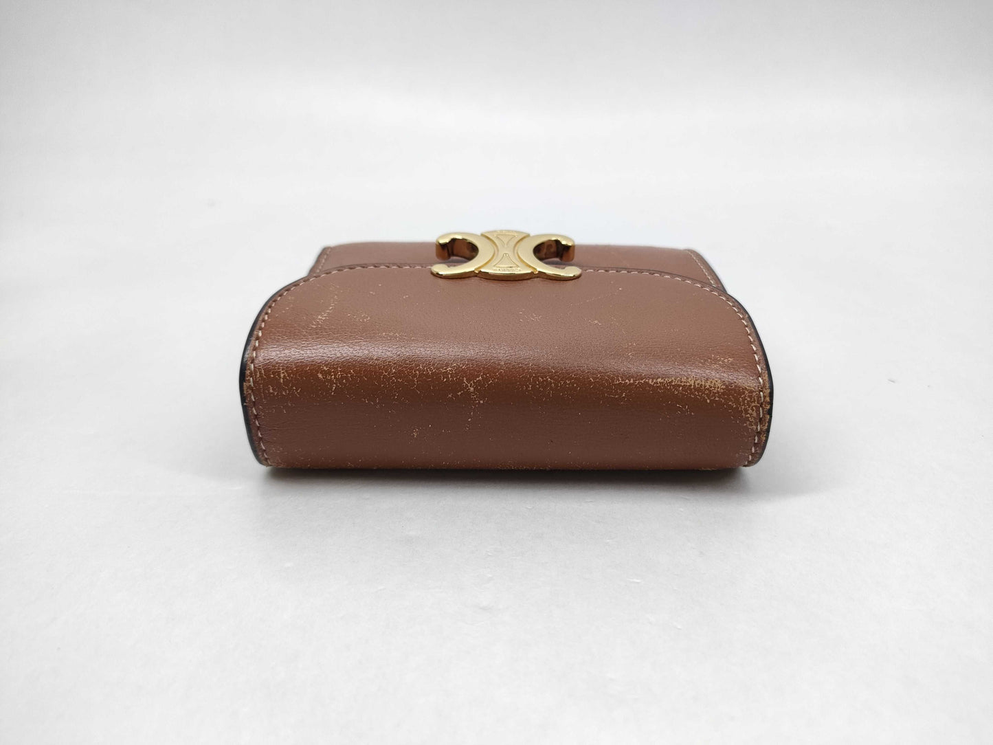 CELINE Triomphe Small Tri-fold Wallet in Leather