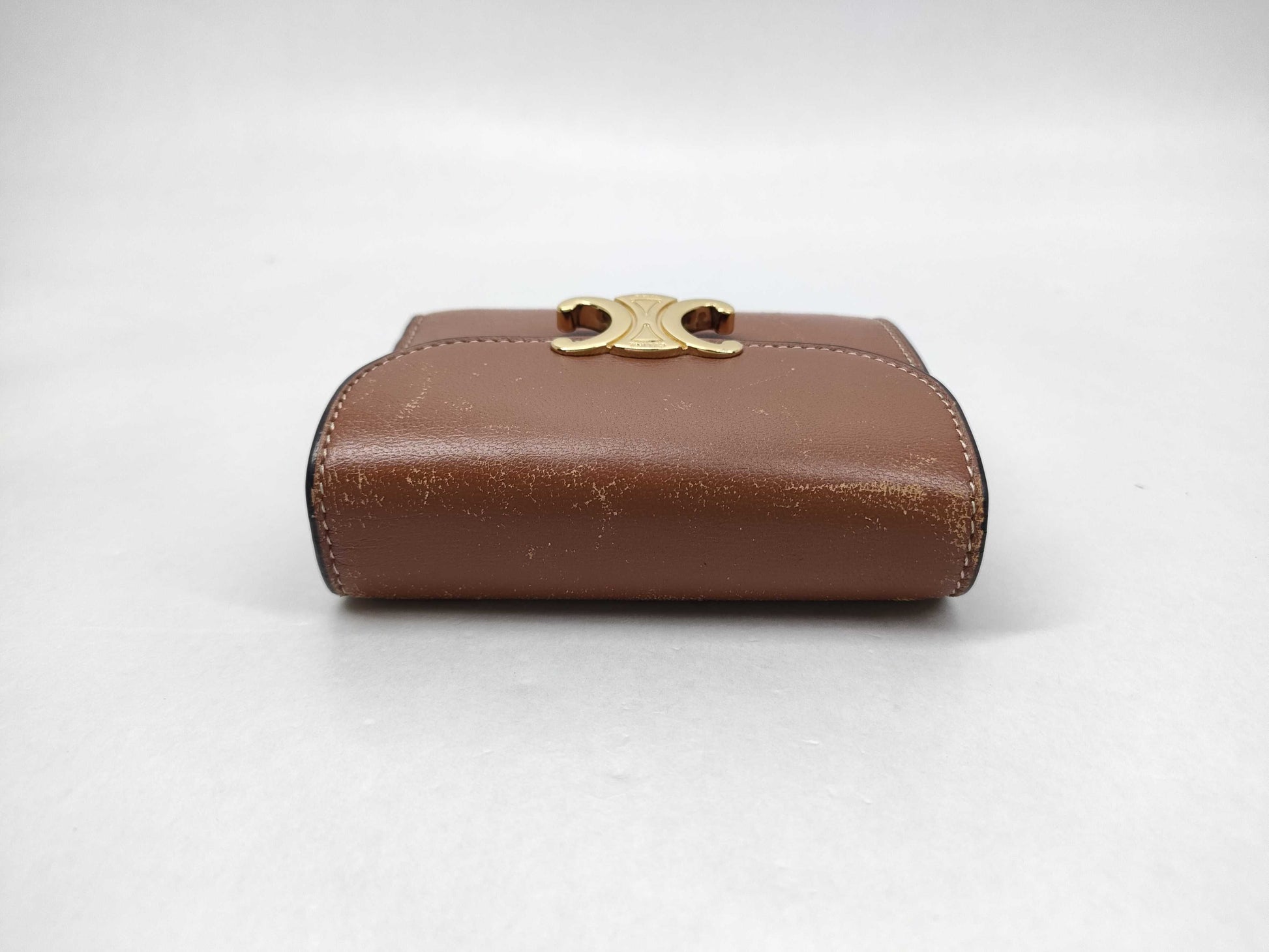 CELINE Triomphe Small Tri-fold Wallet in Leather