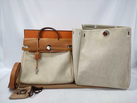 HERMES Airbag Ad PM Toile Silver Hardware B Engraving Interchangeable Bag, Clasp Included Handbag