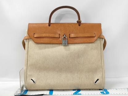 HERMES Airbag Ad PM Toile Silver Hardware B Engraving Interchangeable Bag, Clasp Included Handbag