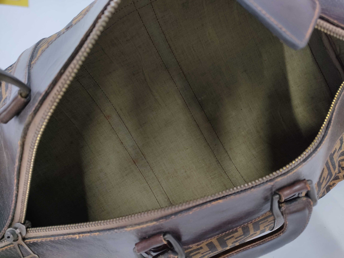 FENDI Zucca pattern old Zucca Boston bag/torn Boston bag
