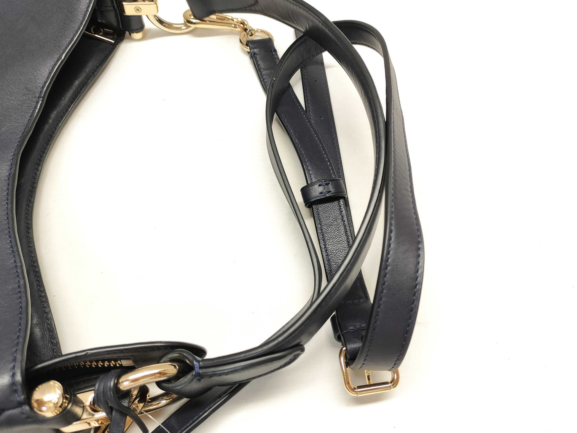 COACH Leather 2-Way Shoulder Bag 54446 Navy Shoulder Bag