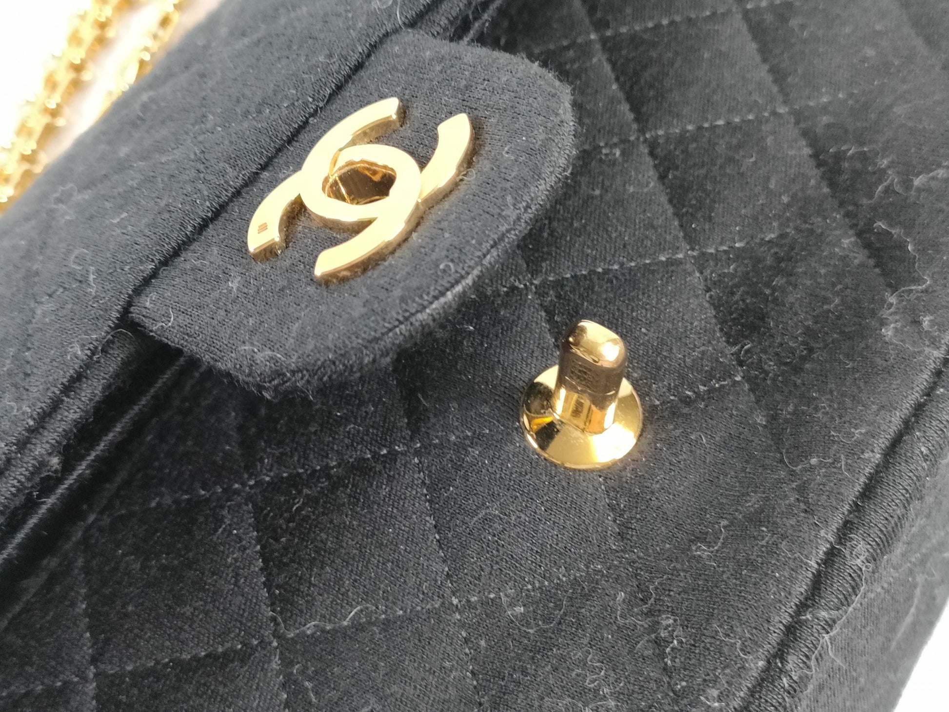 CHANEL Matelasse Jersey Black Double Flap Shoulder Bag