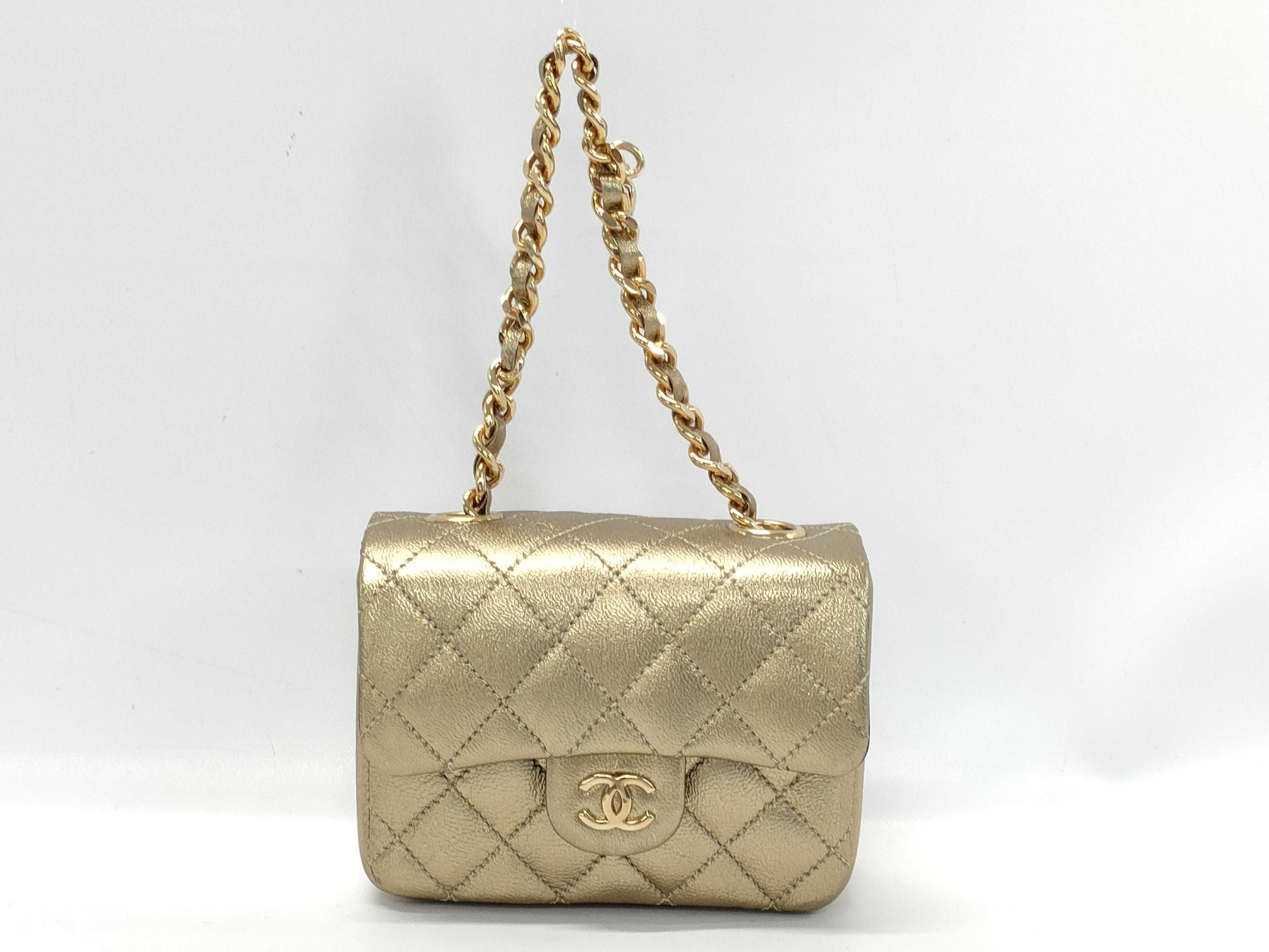 CHANEL Micro Matelasse Charm Gold Key Case/Key Holder