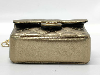 CHANEL Micro Matelasse Charm Gold Key Case/Key Holder