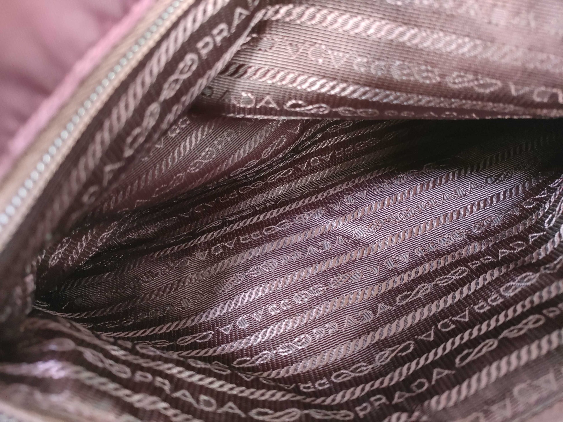 PRADA nylon handbag with leather triangle logo