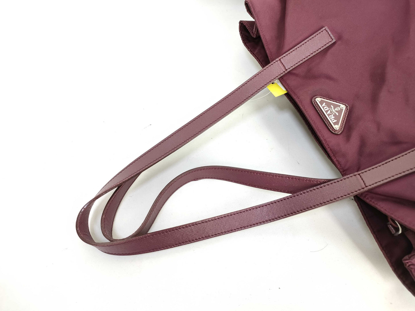 PRADA nylon handbag with leather triangle logo