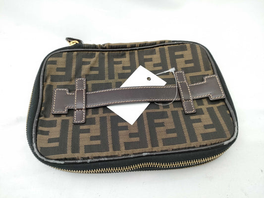 FENDI Zucca pattern vanity bag with tag sticker, foldable