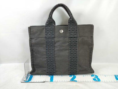 HERMES Foult Foult Mini Canvas Gray Handbag with Padlock