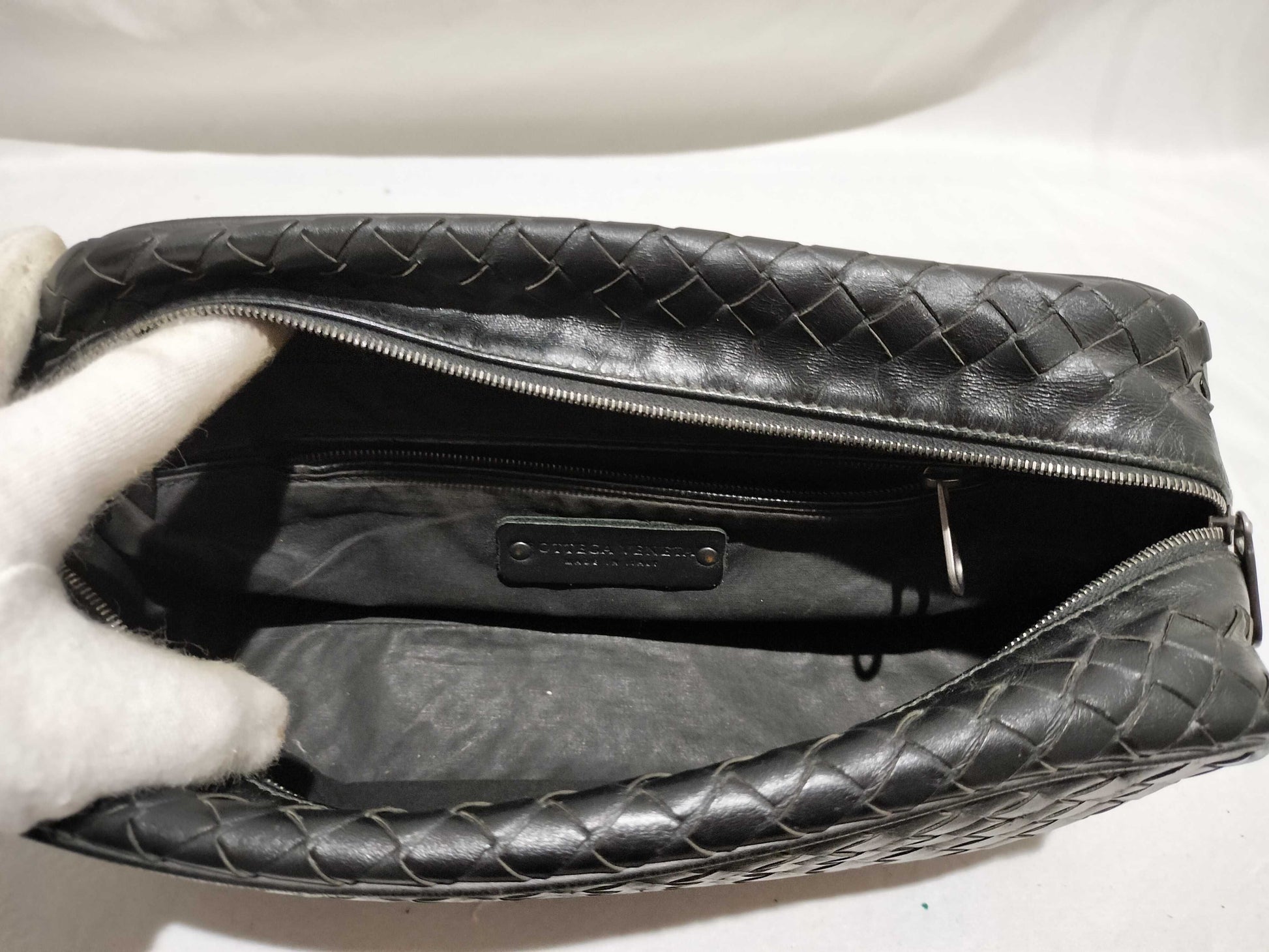 BOTTEGA VENETA Intrecciato Clutch Bag, Second Bag, Handbag, Black