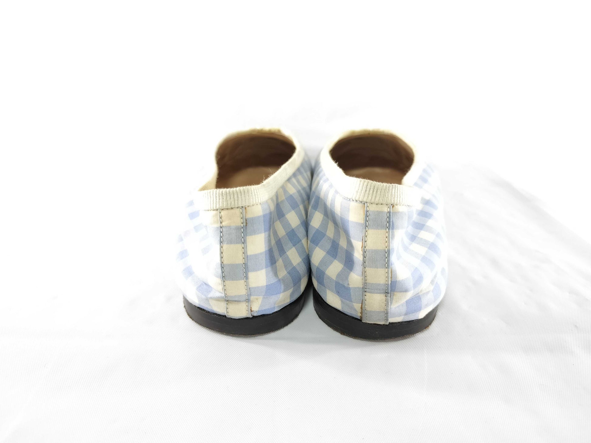 CHANEL Gingham Check Ribbon Flat Shoes Other Shoes