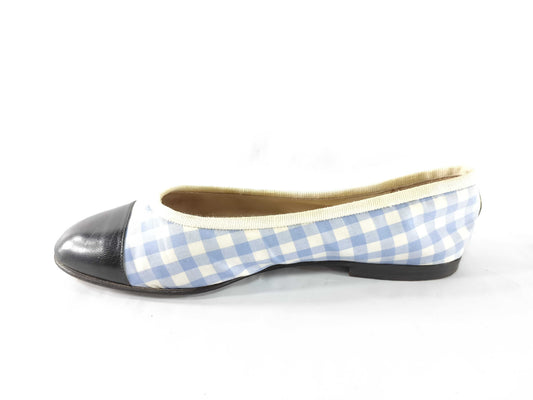 CHANEL Gingham Check Ribbon Flat Shoes Other Shoes