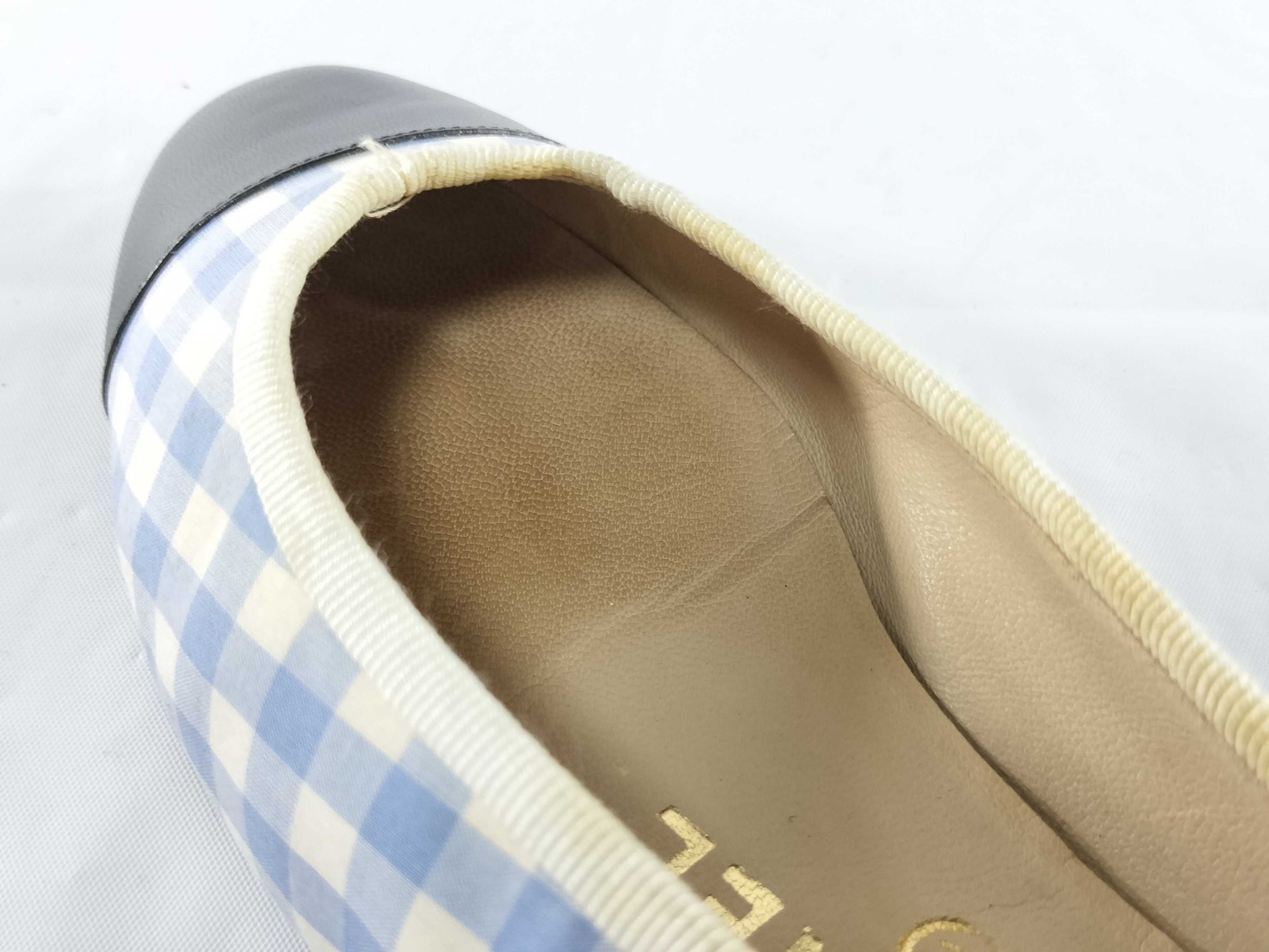 CHANEL Gingham Check Ribbon Flat Shoes Other Shoes