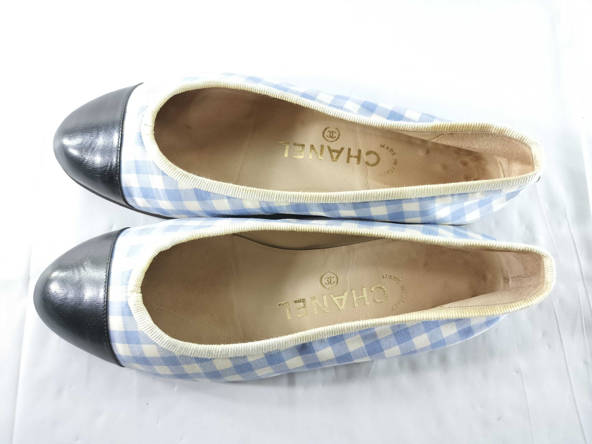 CHANEL Gingham Check Ribbon Flat Shoes Other Shoes
