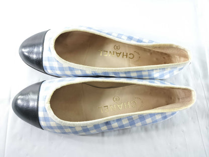 CHANEL Gingham Check Ribbon Flat Shoes Other Shoes