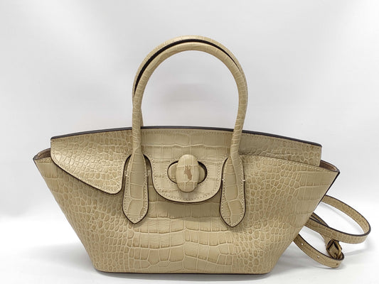 Ralph LAUREN Crocodile Embossed Handbag