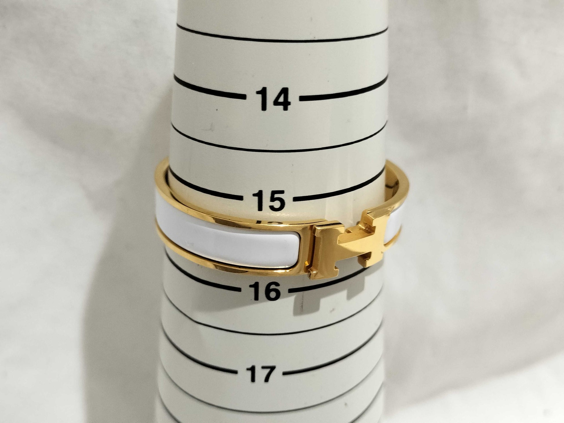 HERMES Click Clack PM/White/Gold Bracelet/Bangle